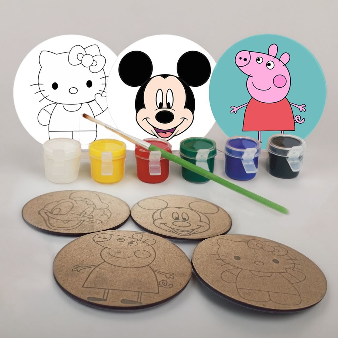 LISA Painting kit Tea Coaster with color and brush - Art and craft kit for  kids (Age 6-12)